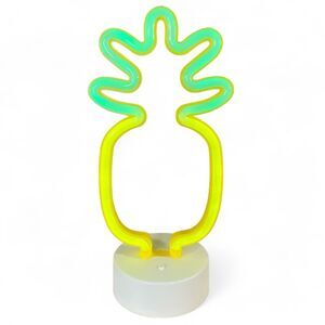 Pineapple Shaped Neon Night Light AA Battery Operated Tropical Room Decor